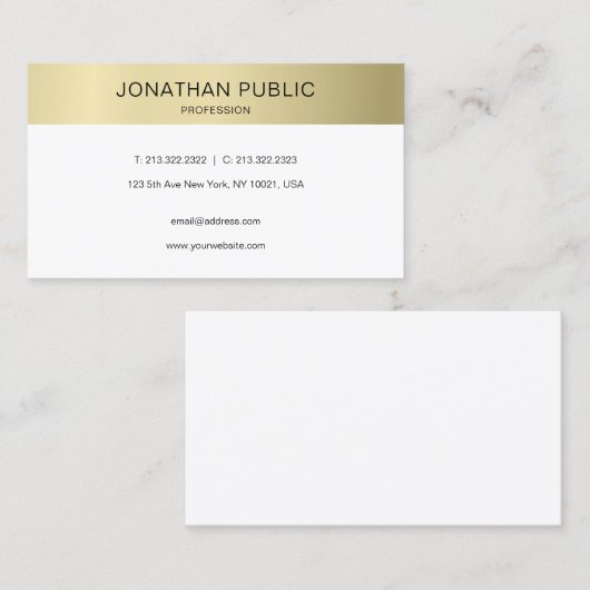 Carte De Visite Moderne Créative Plain Or Look Luxe tendance chic (Devant / Derrière)