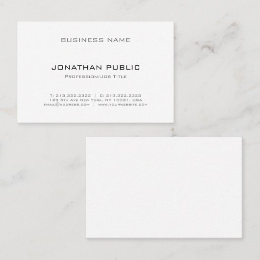Carte De Visite Moderne Créative Propre Professionnel Unique Plain (Devant / Derrière)