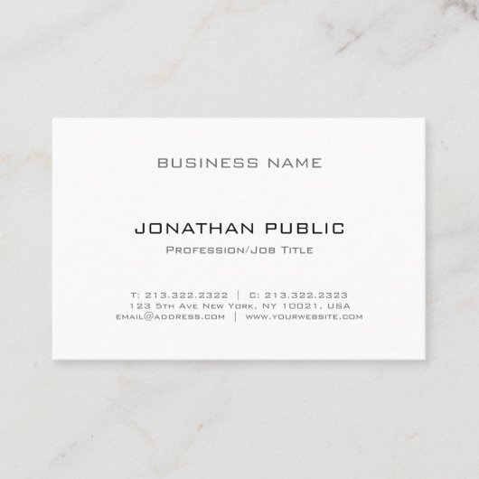 Carte De Visite Moderne Créative Propre Professionnel Unique Plain (Devant)