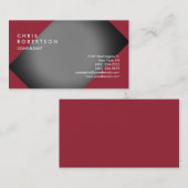 Carte de visite moderne créative rouge gris uni (Devant / Derrière)