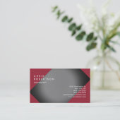 Carte de visite moderne créative rouge gris uni (Debout devant)