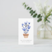 Carte De Visite Moderne Cute Blue Poted Flower Designer (Debout devant)