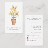 Carte De Visite Moderne Cute Jaune Fleur Posée Design (Devant / Derrière)