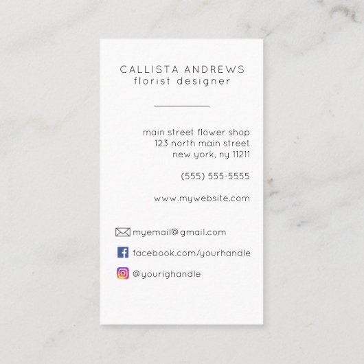 Carte De Visite Moderne Cute Rose Pot Flower Designer (Dos)