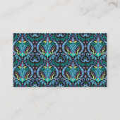 Carte De Visite Moderne Damask Art Déco Noir Turquoise Bleu (Devant)