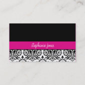 CARTE DE VISITE moderne damask noir fuschia rose (Dos)