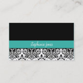 CARTE DE VISITE moderne damask noir jade vert (Dos)