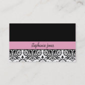 CARTE DE VISITE moderne damask noir rose pâle (Dos)