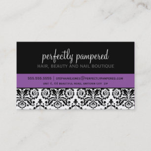 CARTE DE VISITE moderne damask noir violet violet
