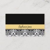 CARTE DE VISITE moderne damassé noir citron jaune (Dos)