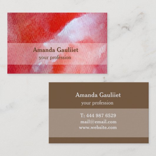 Carte de visite moderne d'aquarelle (Devant / Derrière)