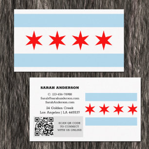 Carte de visite moderne de Chicago, drapeau de Chi