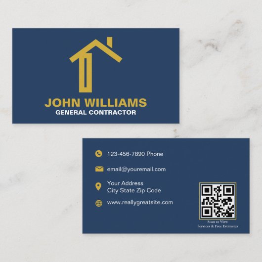 Carte de visite moderne de construction avec code (Devant / Derrière)