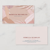 Carte De Visite Moderne de Feuilles tropicaux roses (Devant / Derrière)