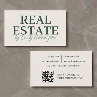 Carte de visite moderne de l'agent immobilier QR C