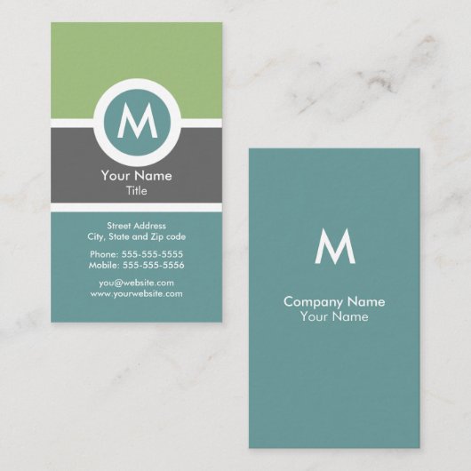 Carte de visite moderne de monogramme (Devant / Derrière)