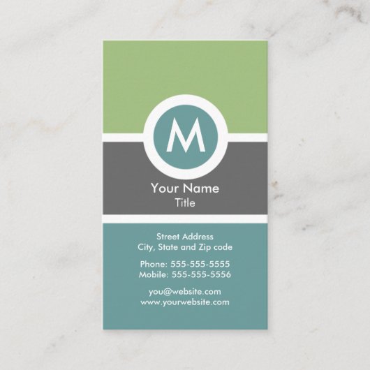 Carte de visite moderne de monogramme (Devant)