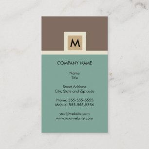 Carte de visite moderne de monogramme de brun et