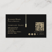 Carte de visite moderne de Monogramme noir et or (Dos)