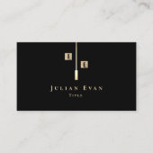 Carte de visite moderne de Monogramme noir et or (Devant)