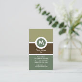 Carte de visite moderne de monogramme - vert/brun (Debout devant)