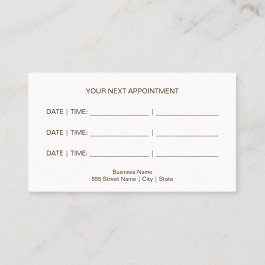 Carte de visite moderne de peigne et de marbre | (Dos)