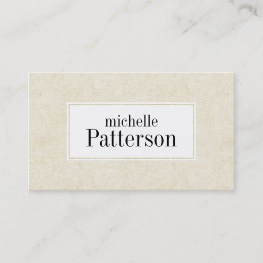 Carte de visite moderne de suède de texture crème (Devant)