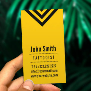 Carte de visite moderne de tatouage noir et jaune