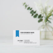 Carte de visite moderne d'en-tête de ruban bleu (Debout devant)