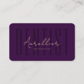 Carte De Visite Moderne Dentiste Purple Or Monogramme Orthodontist (Devant)