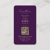 Carte De Visite Moderne Dentiste Purple Or Monogramme Orthodontist (Dos)