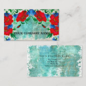Carte De Visite Moderne Design Bois Floral Turquoise Aquarelle Bu (Devant / Derrière)