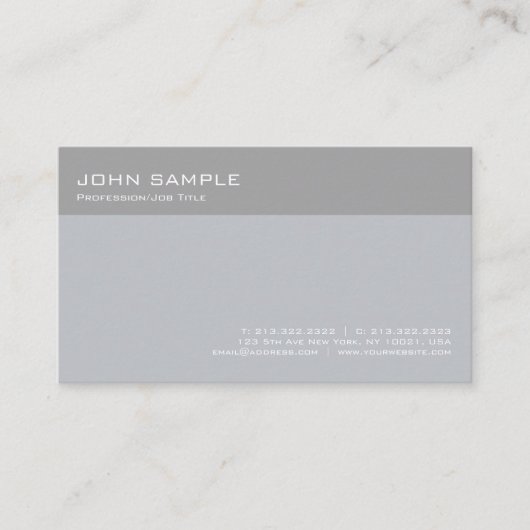 Carte De Visite Moderne Design Gris Professionnel Simple Plat (Devant)