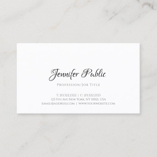 Carte De Visite Moderne Design Modèle Professionnel Élégant Simple (Devant)