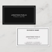 Carte De Visite Moderne Design Noir Blanc Simple Chic Plain (Devant / Derrière)