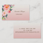 Carte De Visite Moderne, Design Professionnel - Fleurs Aquarelles (Devant / Derrière)