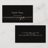 Carte De Visite Moderne Design Professionnel, Noir, Bandes Or (Devant / Derrière)
