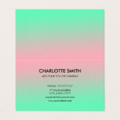 Carte De Visite Moderne Design Rose & Vert Gradient Personnalisabl (Extérieur déplié)