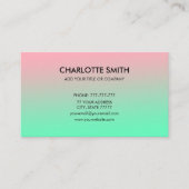 Carte De Visite Moderne Design Rose & Vert Gradient Personnalisabl (Devant)