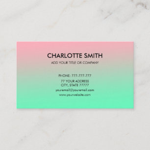Carte De Visite Moderne Design Rose & Vert Gradient Personnalisabl
