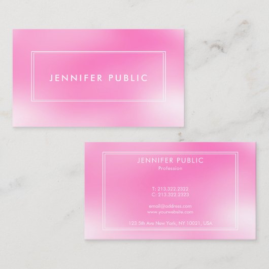 Carte De Visite Moderne Design rose violet créatif Modèle chic (Devant / Derrière)