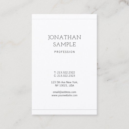 Carte De Visite Moderne Design simple Élégant Plain Professional (Devant)