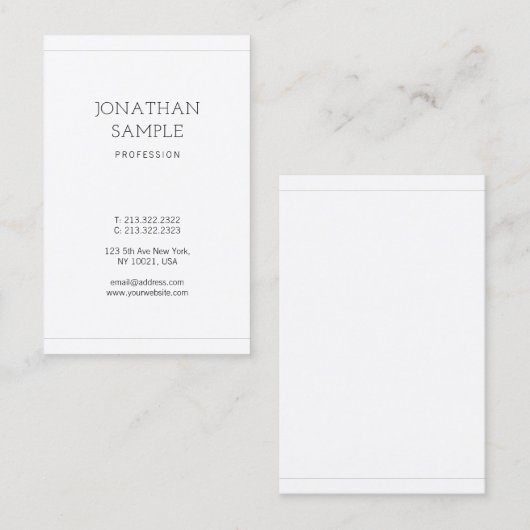 Carte De Visite Moderne Design simple Élégant Plain Professional (Devant / Derrière)