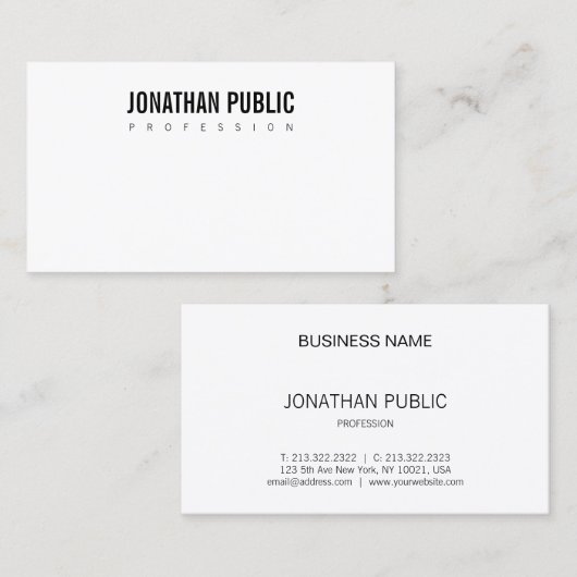 Carte De Visite Moderne Design simple Professionnel Plat Élégant (Devant / Derrière)