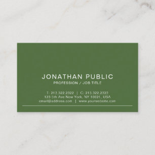 Carte De Visite Moderne Design simple Tendance Olive Green Plain