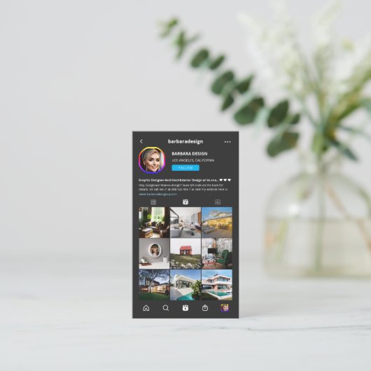 Carte De Visite Moderne Designer d'intérieur Architecte Grille Ins (Debout devant)