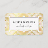 Carte De Visite MODERNE DIAMANT MINIMAL motif feuille or simple (Devant)