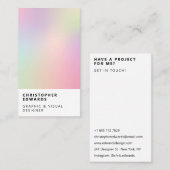 Carte De Visite Moderne doux dégradé holographique blanc minimalis (Devant / Derrière)