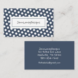 Carte De Visite Moderne Dusty Bleu Blanc Pois Chic Motif