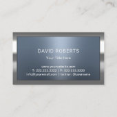 Carte De Visite Moderne Dusty Blue Metallic Frame Professional (Dos)
